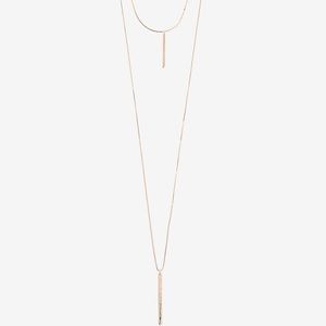 Express Rose gold layered bar necklace